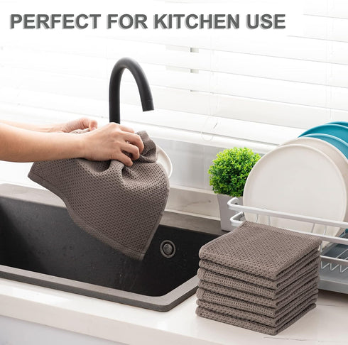 joybest Cotton Kitchen Dish Cloths, 8-Pack Waffle Weave Ultra Soft Absorbent Dish Towels Washcloths Quick Drying Dish Rags, 12x12 Inches, Coffee...