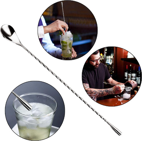 2-Pack 12 Inches Stainless Steel Bartender Mixing Spoon Cocktail Stirrers, Spiral Pattern Bar Spoon Stirring Spoon with Long Handle...