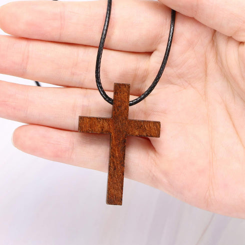 Penta Angel Natural Wood Cross Bulk 50Pcs Mini Wooden Cross Pendants Beads Charms Jewelry Findings for Bracelet Necklace Earring Jewelry Making an...
