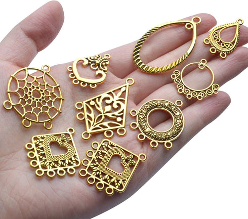 Earring Connectors Charms, 40pcs 10 Styles Tibetan Earring Charms Connectors Bohemian Chandelier Charms Metal Embellishments for DIY Dangle Earrin...