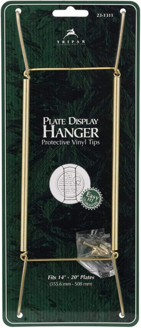 Tripar Wall Plate Hanger, Brass Wire (14-20 Inch) - Durable, Flexible Coils Conform to Most Plates - Holds Up to 2lbs on Wall - Features Clear Coa...