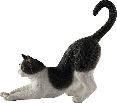 Veronese Design 4 7/8 Inch Black and White Cat Stretching Resin Hand Painted Figurine...
