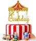 Glitter Circus Happy Birthday Cake Topper - Tent Carnival Themed Cake Decor - Amusement Park Circus Theme Party Supplies Gold...