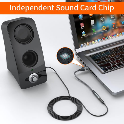 JXMOX USB to 3.5mm Jack Audio Adapter, (2-Pack) USB to Audio Jack Adapter Headset, USB-A to 3.5mm TRRS 4-Pole Female, External Stereo Sound Card f...