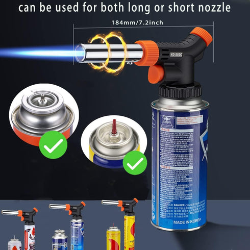 Butane Torch Kitchen Blow Lighter - Culinary Torches Chef Cooking Professional Adjustable Flame Shape Strength with Reverse Use for Creme, Brulee,...