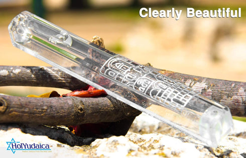 HolYudaica Lucite Mezuzah Case with Jerusalem Wall Decoration, fit up to 5inch / 12cm Mezuzah Scroll (Scroll Not Included), Waterproof Cace Protec...