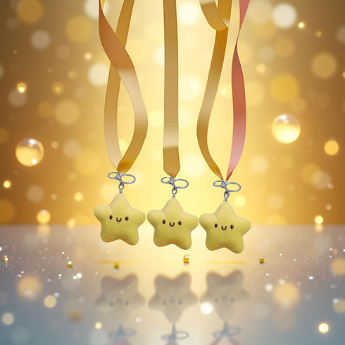 3 Pcs Yellow Plush Star Car Keychain Backpack Accessories Doll Pendant Heart Healing in Addition to Serving as a Keychain, for Backpack, Plush Wom...