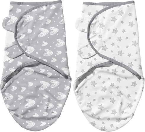 Biloban Baby Swaddle for Boy Girls, Baby Swaddles 3-6 Months, Swaddle Blanket Cotton, Newborn Swaddle, Newborn Essentials, Lovely Grey Print, 2 Pa...