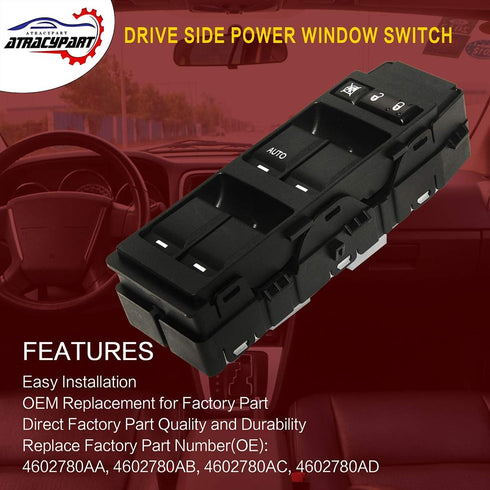 Master Power Window Switch Front Left Driver Side | with 1 Single AUTO | Replacement for Chrysler 200 300 Sebring Dodge Avenger Caliber Charger Ma...