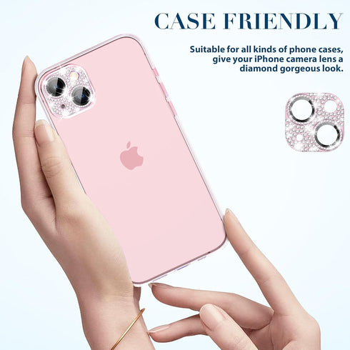 Goton Bling Metal Camera Cover for iPhone 15/15 Plus Camera Lens Protector, Tempered Glass Screen Protector Glitter Diamond Accessories for 15Plus...