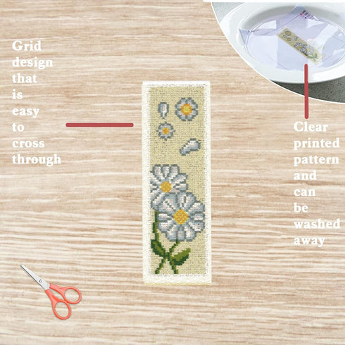 FREEBLOSS 6 Set Bookmark Cross Stitch Kits Stitch Bookmark Cross Stitch Kits with Instructions Bouquet Pattern Punch Needle Kit for Beginners Book...
