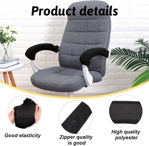 Office Chair Armrest Covers, Zipper Chair Slipcover, Office Removable Arm Rest Covering, Stretch Chair Armrest Covers, Office Seat Hand Rest Prote...