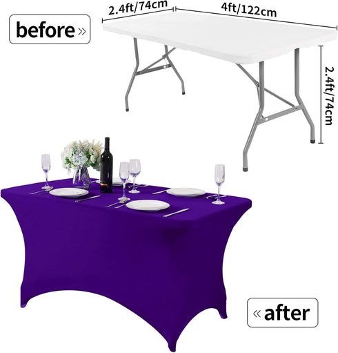 Spandex Table Cover for 4FT Table Universal Fitted Stretch Tablecloth for Party, Banquet, Wedding and Events-Purple...
