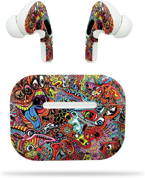 MightySkins Compatible With Apple AirPods Pro - Acid Trippy | Protective, Durable, and Unique Vinyl Decal wrap cover | Easy To Apply, Remove, and ...