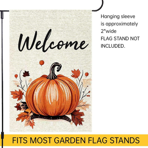 Fall Garden Flag Outdoor 12x18 double sided Courtyard Bag Garden Thanksgiving Pumpkin, Deciduous Harvest flag Welcome Holiday flag outside...