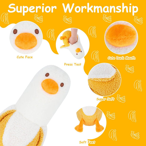Banana Duck Plush Toy-12'' Weighted Duck Stuffed Animals, Elastic Duck Plush Stuffed Animals Banana Plushie Hugging Pillow, Throw Pillow, Body Pil...