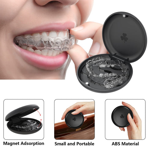 2 Pack Aligner and Retainer Case, ARGOMAX Slim Aligner Case Compatible with Invisalign, Mouth Guard Case, Orthodontic Case, Teeth Braces Case, Nig...