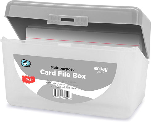 Index Card Holder Grey, 3x5 Note Flash Card Organizer Case, Stackable Index Card File with flip top, Notecard Recipe Purple, Red, Green, Blue, Gre...