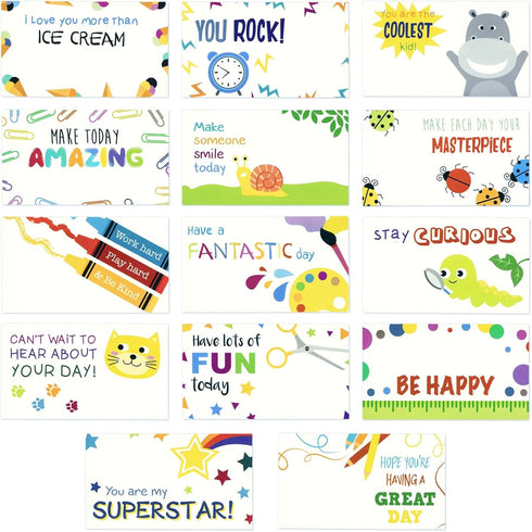 Juvale 60 Pack Motivational Lunch Box Notes for Kids – Cute, Joking, and Encouraging Note Cards to Inspire Kids to do Their Best in School (2 x 3....