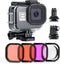 SOONSUN Waterproof Housing Case for GoPro HERO 8 Black with 4-Pack Diving Filter - 60M Underwater Diving Housing Built-in Dual Cold Shoe Slots wit...