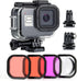 SOONSUN Waterproof Housing Case for GoPro HERO 8 Black with 4-Pack Diving Filter - 60M Underwater Diving Housing Built-in Dual Cold Shoe Slots wit...