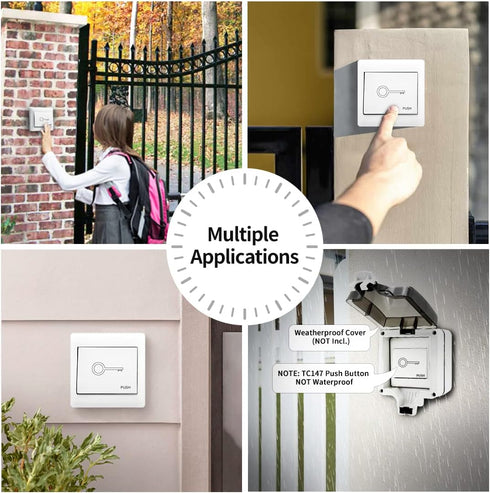 TOPENS TC147 Wall Push Button Flush Mounted Not Waterproof Wired Release Switch for Automatic Gate Opener, Door Access Control System, Momentary C...