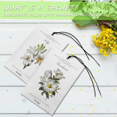 MYARO 12 Packs Gardenia Scented Sachets for Drawer and Closet, Long-Lasting Home Fragrance Sachet for Lover...