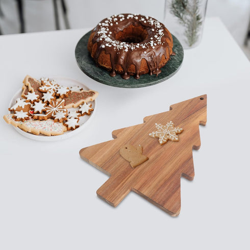 Amosfun Christmas Tree Charcuterie Board, Xmas Cutting Board Fruit Tray Holiday Cheese Board Wooden Appetizer Tray Sushi Serving Tray Dessert Cand...