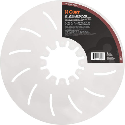 CURT 16722 5th Wheel Hitch Lube Plate, 12-Inch Diameter, White...