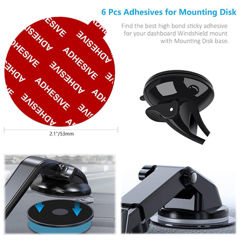 Dashboard Pad Mounting Disk Sticky Adhesive Replacement Kit, PKYAA 6pcs 2.1"(53mm) Circle Heat Resistant Double-Sided Stickers for Suction Cup Car...