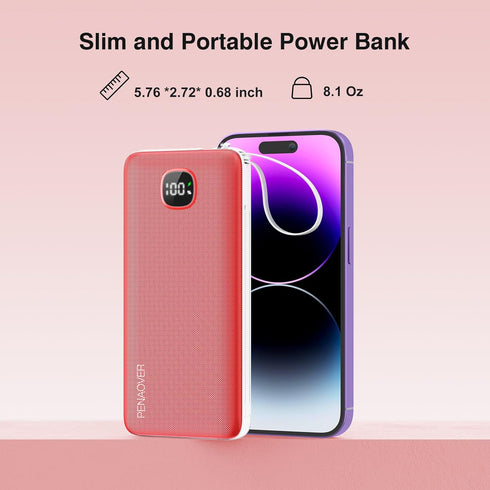 Portable Charger with Built-in Cables&AC Wall Plug,Slim 10000mAh 22.5W Fast Charging Power Bank,5 Output 2 Input USB-C External Battery Pack Compa...
