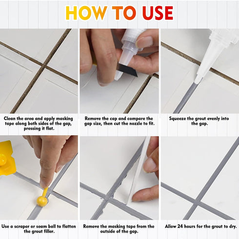 Grout Filler Tube | 2 Pack Light Grey Tile Grout Paint for Bathroom Shower Floor, Fast Drying Grout Repair Kit Refresh Filler Tube, Grout Sealer R...