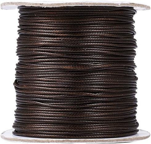 Cheriswelry 85 Yards 1mm Korean Waxed Polyester Cord Coconut Brown Beading String Threads Knotting Braiding Round Cord Ropes Crafting Cord Wire fo...