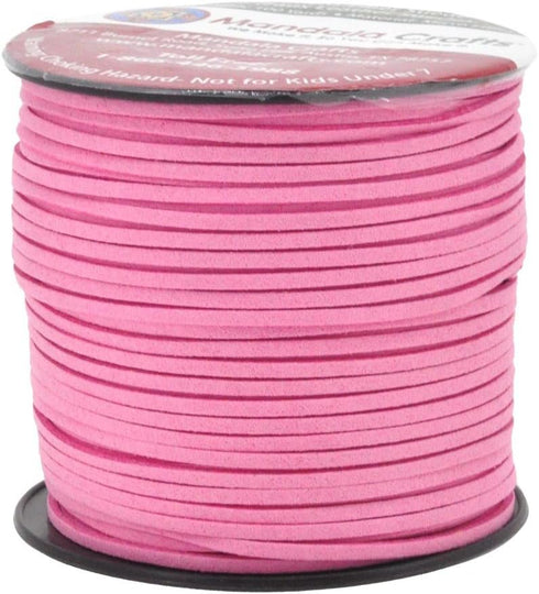 Mandala Crafts Faux Suede Cords Pink Leather Cords for Jewelry Making - 2.65mm Leather Laces Leather Strips Flat Vegan Leather Strings for Dream C...