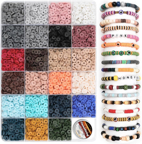 Clay Beads, 3000pcs Earth Tone Colors Polymer Clay Beads for Jewelry Making, Heishi Beads, Clay Beads for Bracelets Making....