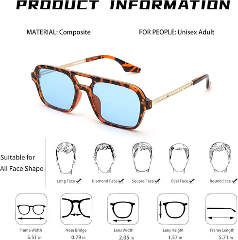 Pro Acme Vintage 70s Flat Pilot Aviator Sunglasses for Women Men, Small Frame Rectangular Glasses UV400 Protection Shades...