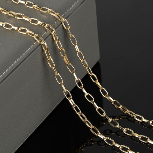 UMAOKANG 10 Meters Paperclip Chain for Jewelry Making Gold Plated Aluminum Jewelry Chains Bulk Unwelded Oval Paperclip Link Chain Necklace Bracele...