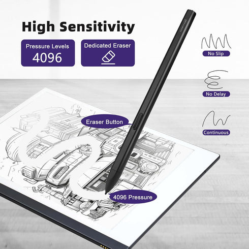 EMR Stylus Pen for Remarkable 2, Samsung - 4096 Pressure Level Sensitivity, Palm Rejection, Natural Tilt, Magnetic Design, No Charging. Comes with...