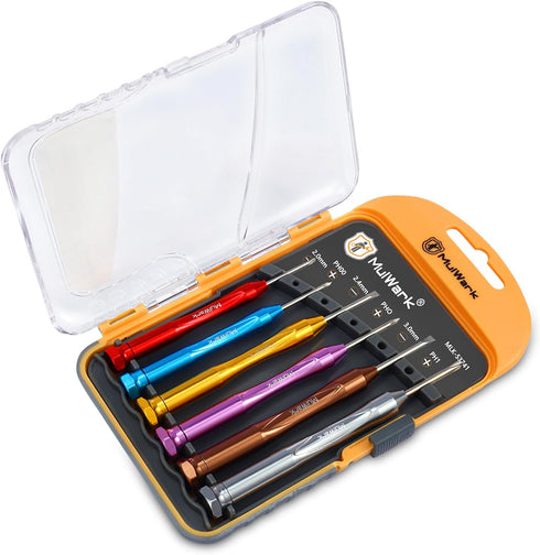 MulWark 6pc Magnetic Mini Flathead and Phillips Micro Precision Head Small Screwdriver Set CRV Eyeglasses Watches Electronics Computer Tools Repai...