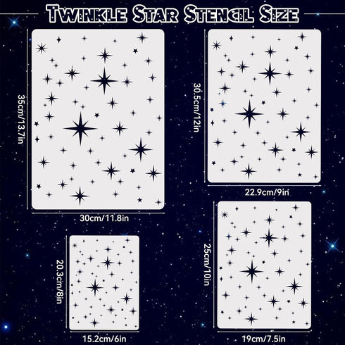 4 Pcs Star Stencil Star Stencils Different Sizes for Painting Template Star Stencil for Crafts Plastic Star Templates for Fabric Home Decor DIY Cr...