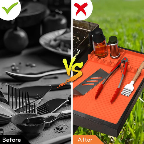 Blackstone Griddle Accessories, Silicone Mat for Blackstone Griddle, Silicone Griddle Mat with Drip Pad, Grill BBQ Caddy Utensils Holder for Kitch...