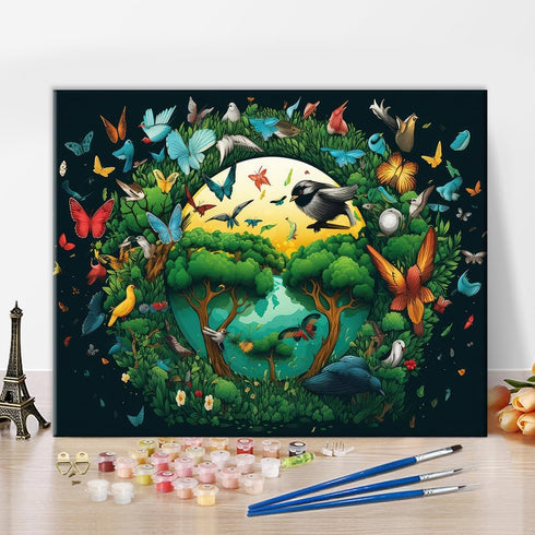 Paint by Number for Adult, Beautiful Butterfly and Birds Painting by Number Kits On Canvas, DIY Tree Paint by Numbers, Oil Painting Acrylic Paints...