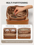 Travel Makeup Bag, Large Capacity Travel Cosmetic Bag for Women, Portable Cosmetic Pouch PU Leather Waterproof Open Flat Travel Toiletry Bag Make ...