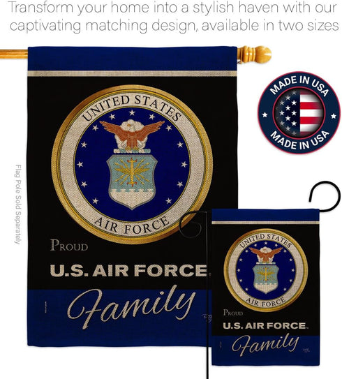 Air Force Proudly Family Burlap Garden Flag - Armed Forces USAF United State American Military Veteran Retire Official - House Decoration Banner Y...