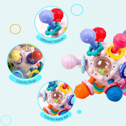Baby Sensory Teething Toys - Teething Montessori Learning Developmental Toys for Baby - Newborn Teething Ball - Rattle Sensory Infant Chew Toys fo...