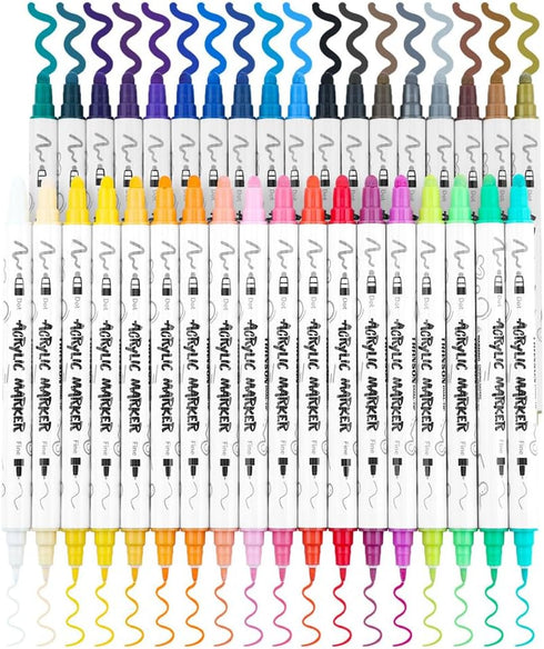 TRANSON 36 Color Dual-tip Acrylic Paint Pen Set for Canvas Rock Wood Leather Ceramic DIY Painting...