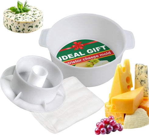 PetriStor Cheese Mold for Cheese Making Cheese with Follower Piston 1.3QT and Cheesecloth - Cheese Form Mold - Cheese Making Basket - Paneer Chees...