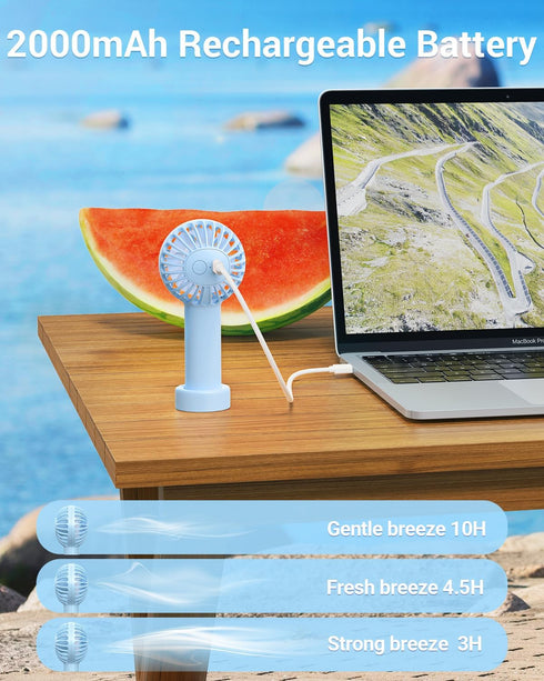 SWEETFULL Mini Portable Fan Powerful Handheld Fan Rechargeable,3 Speeds Personal Small Hand Fan for Travel Makeup Eyelash Fan for Stylish Kids Gir...