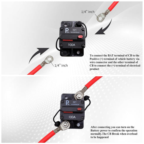 48VDC,Surface-Mount & Waterproof Resistantr IP67 Circuit Breakers Manual Reset Extended Surface Diagonal Stud Mount 1/4" Truck Auto Boat Marine (1...