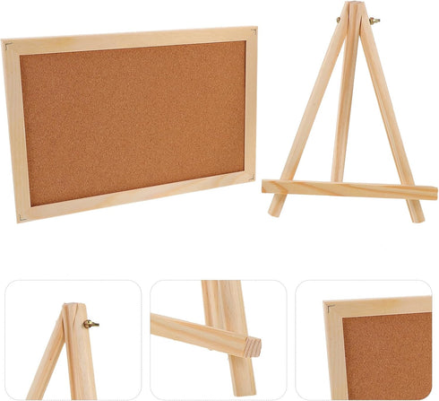 MAGICLULU Wooden Frame Message Board Pin Board for Wall Wood Easel Display Stand Memo Board Display Tripod Holder Stand Wood Tripod Easel Cork Mes...